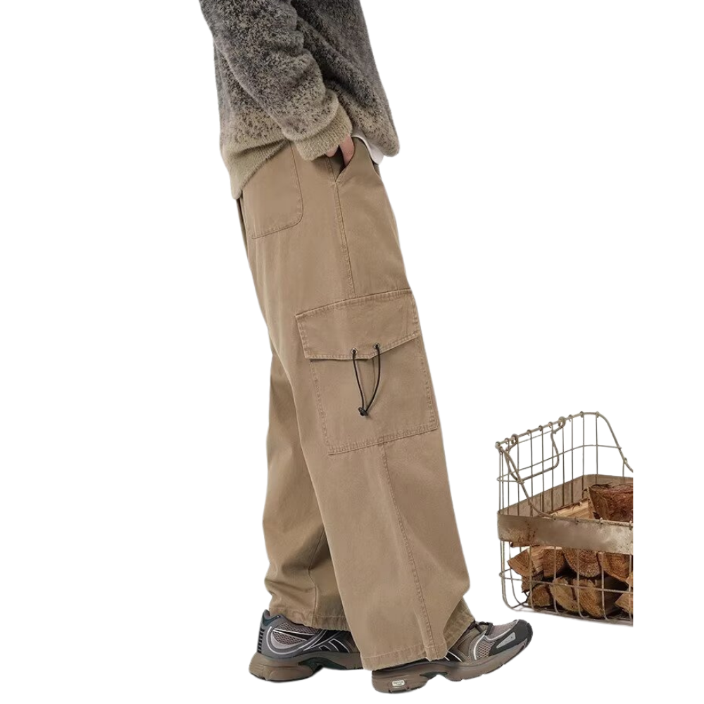Retro Pocket Adjustable Drawstring Cargo Pants