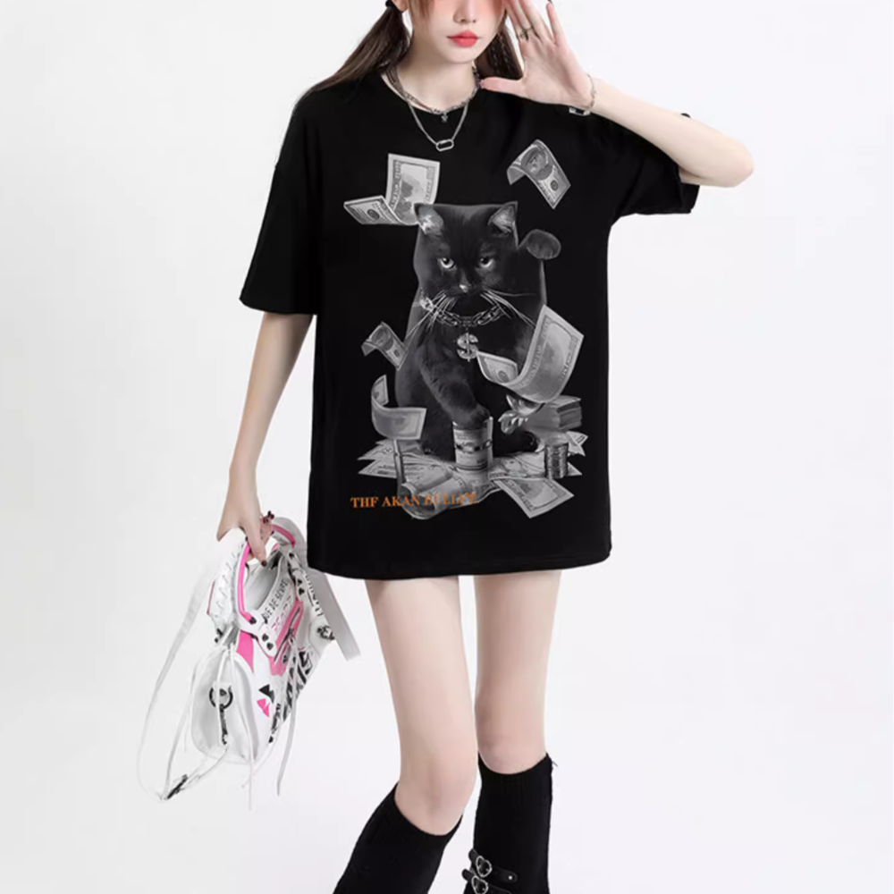 Dollar Persian Cat Print T-shirt