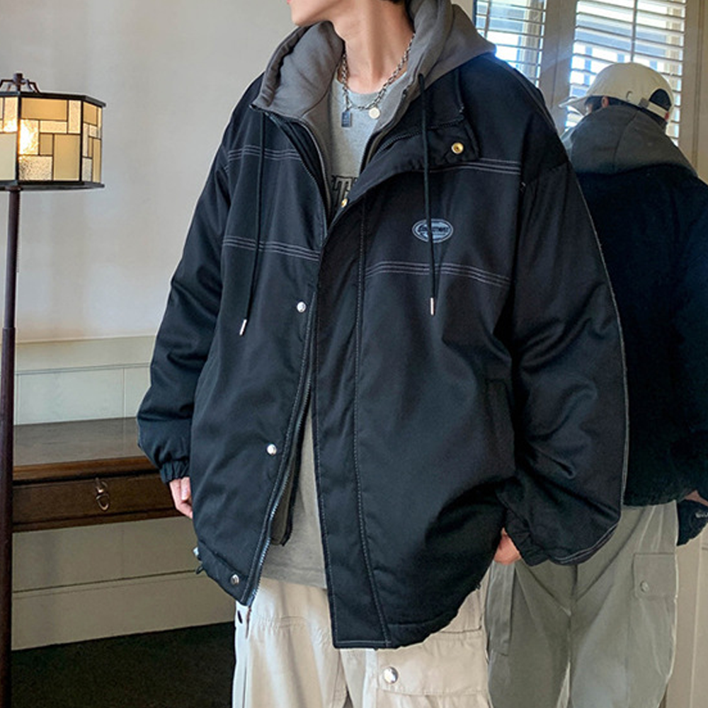 retro Contrast Color Fake Two Pieces Coat