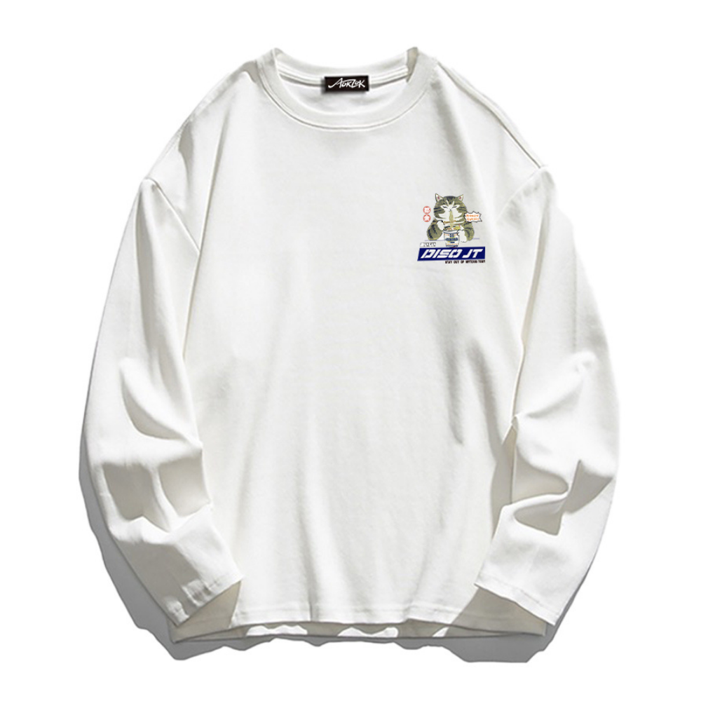 Japanese Greedy Cat Long Sleeve Shirt