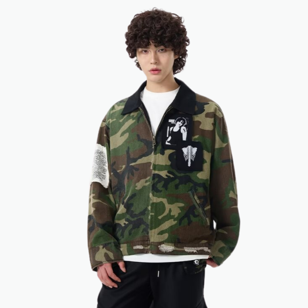 Portrait Patch Camouflage Work Jacket