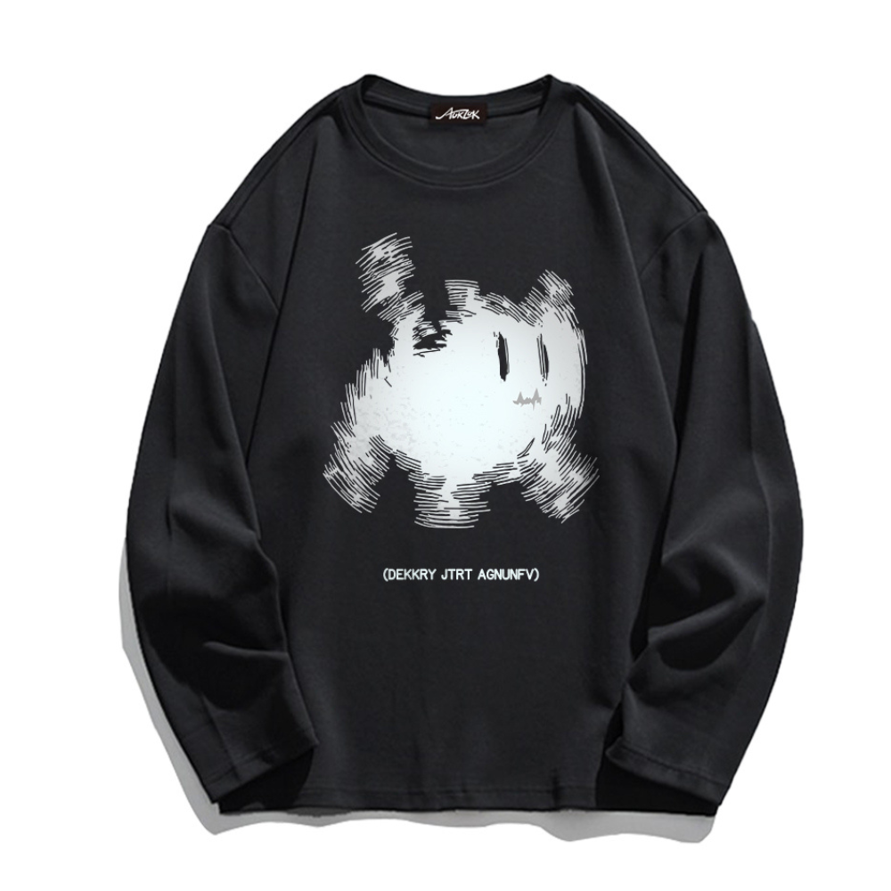 Grumpy Kitty Print Long Sleeve Shirt