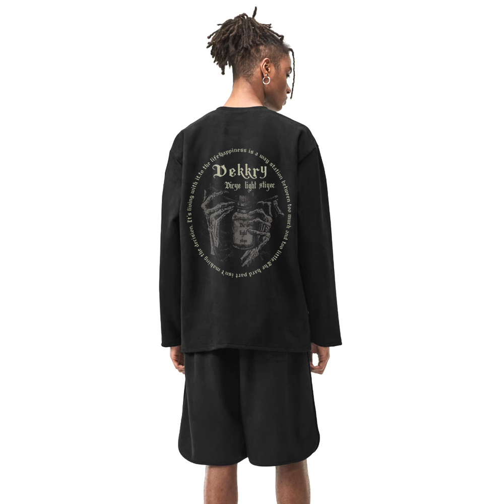 Letter Skull Hand Graphic Long Sleeve Shirt