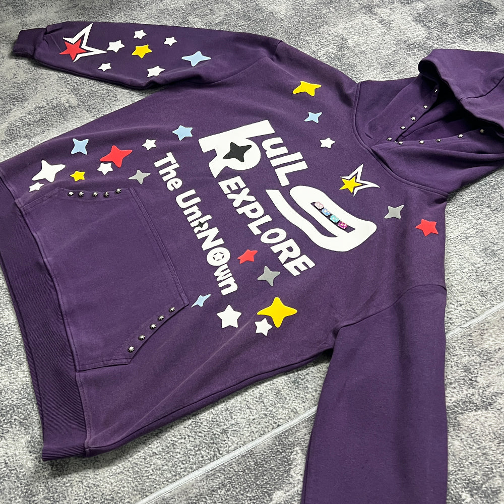 6Kull Full Puff Print Crystal Luxury Milky Way Hoodie