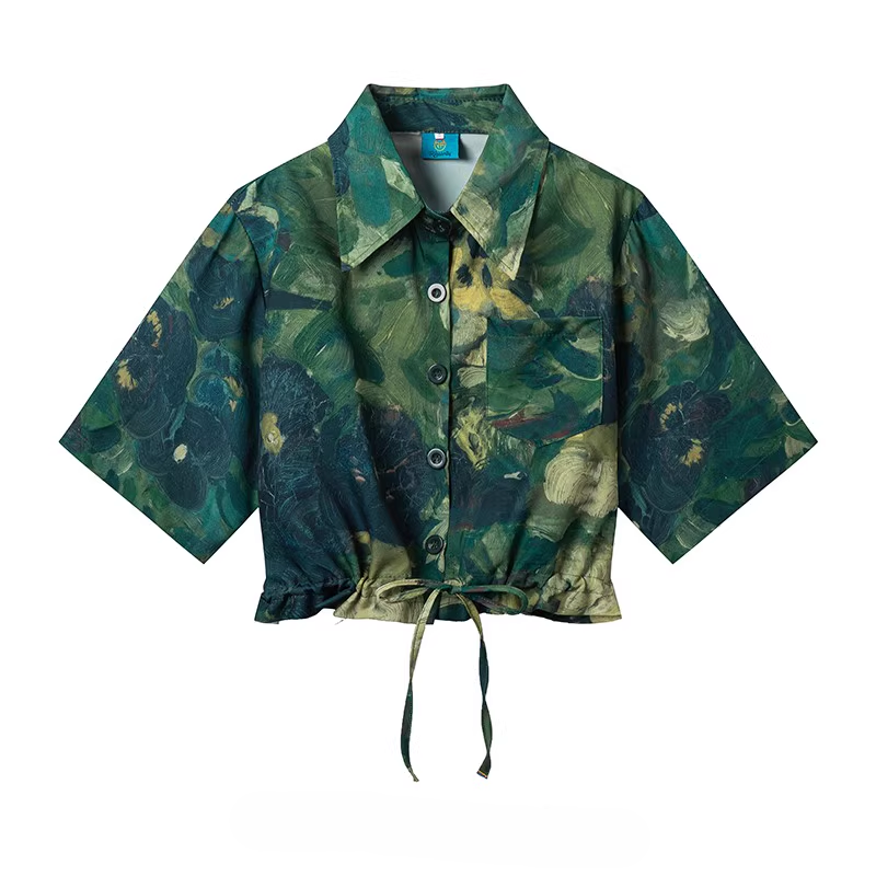 Holiday style retro short sleeved floral shirt