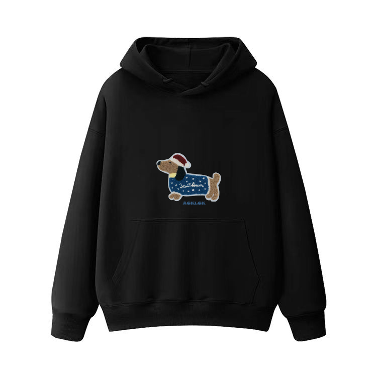 AG Embroidery Dachshund Dog In Christmas Hat Hoodie