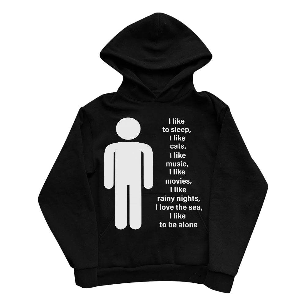 UnseenEchoes I Like to Be Alone Hoodie – Minimalist Graphic Sweatshirt