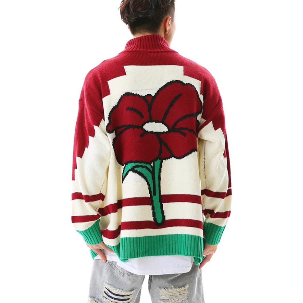 Cross Flower Cardigan Sweater