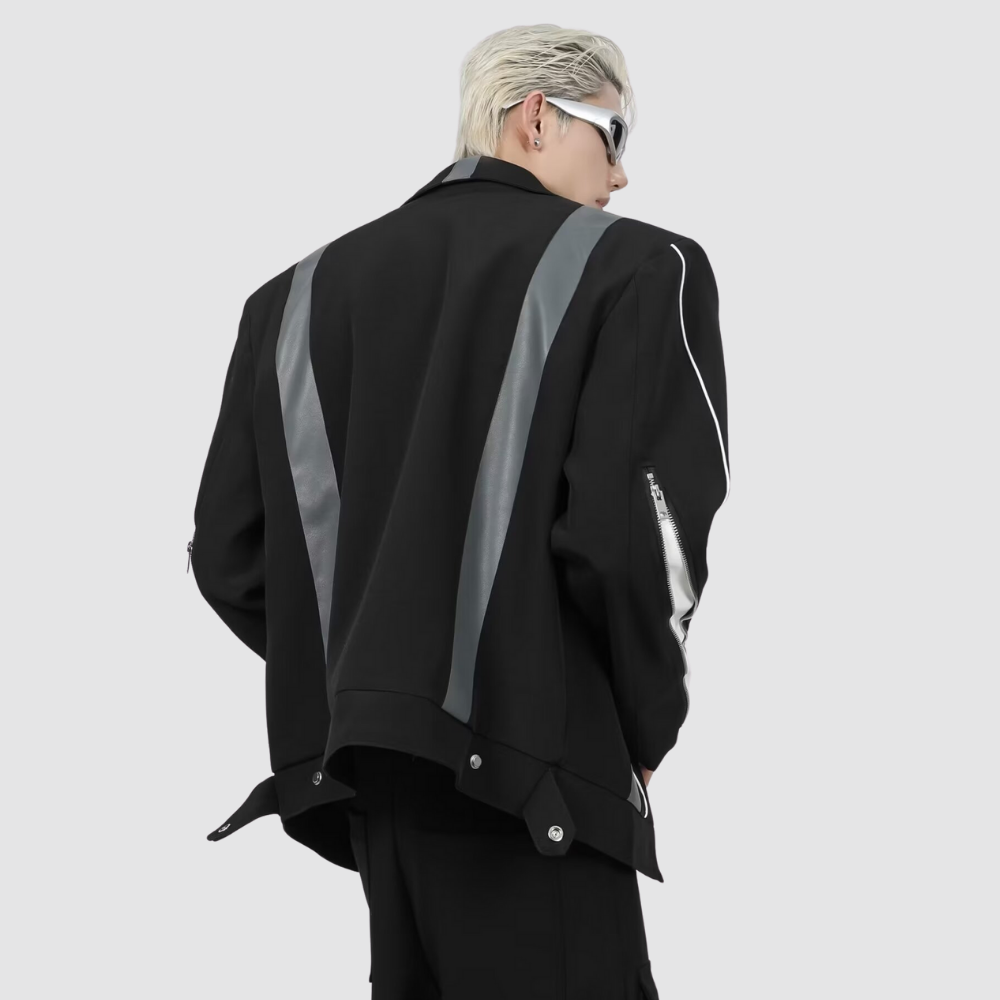 Deconstructed Paneled Leather Jacket