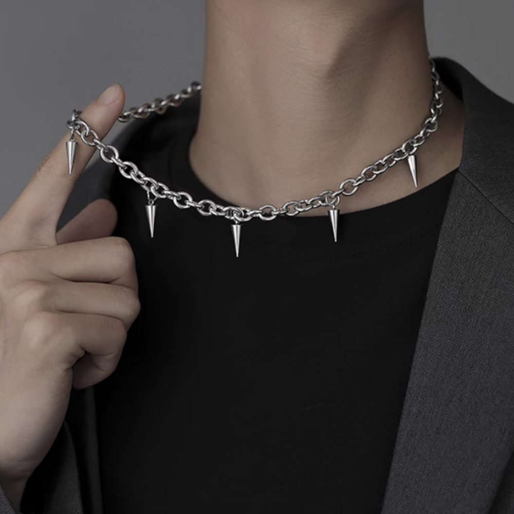 Punk Tassel Rivet Necklace