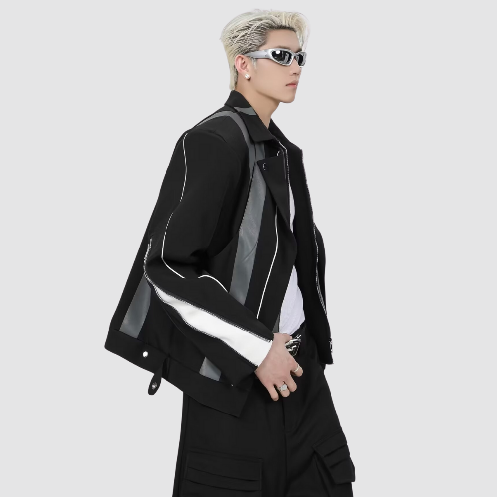 Deconstructed Paneled Leather Jacket