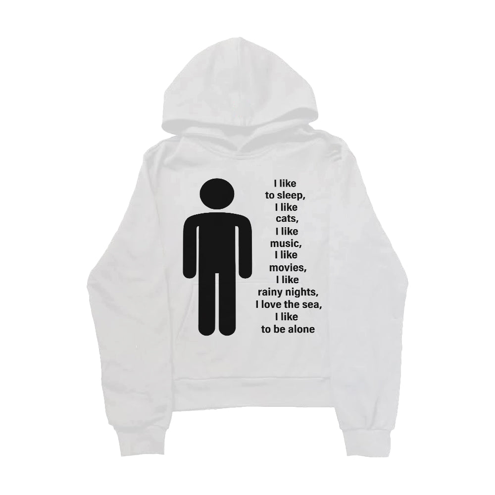 UnseenEchoes I Like to Be Alone Hoodie – Minimalist Graphic Sweatshirt