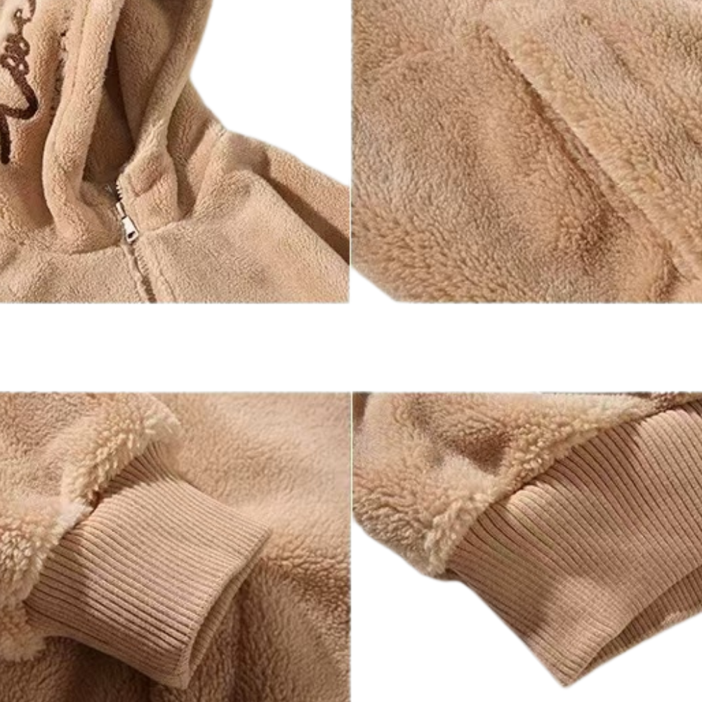 OOC' Casual Loose Sherpa Hooded Coat