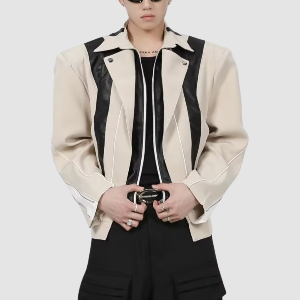 Deconstructed Paneled Leather Jacket