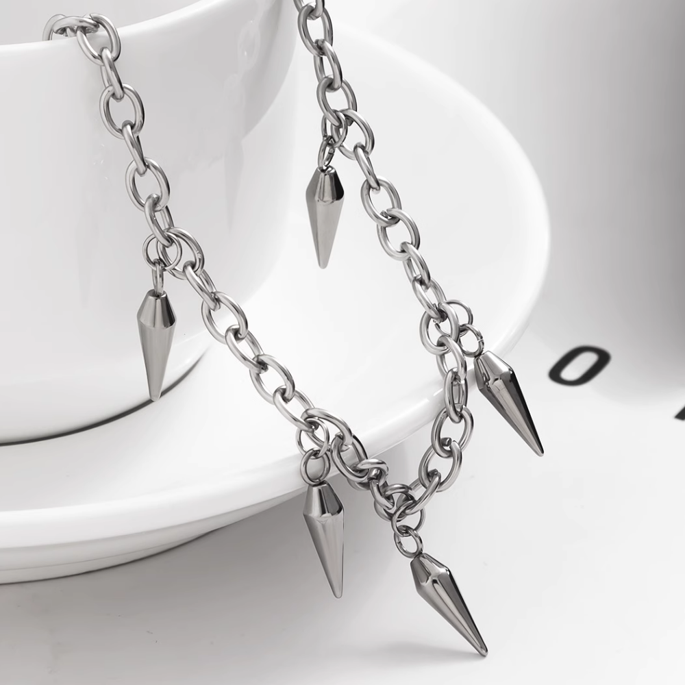 Punk Tassel Rivet Necklace