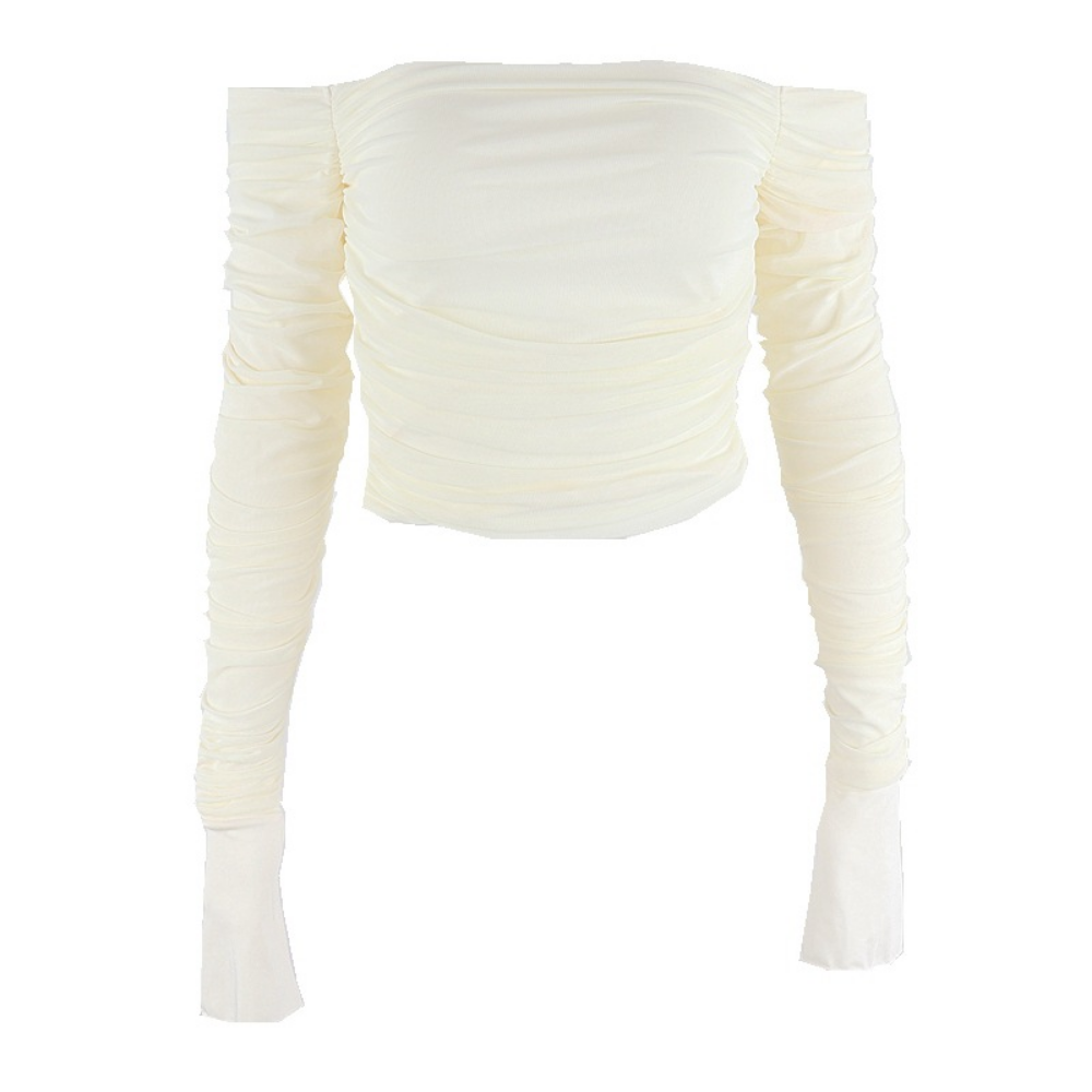 Women's Pleated Shoulder Long Sleeve