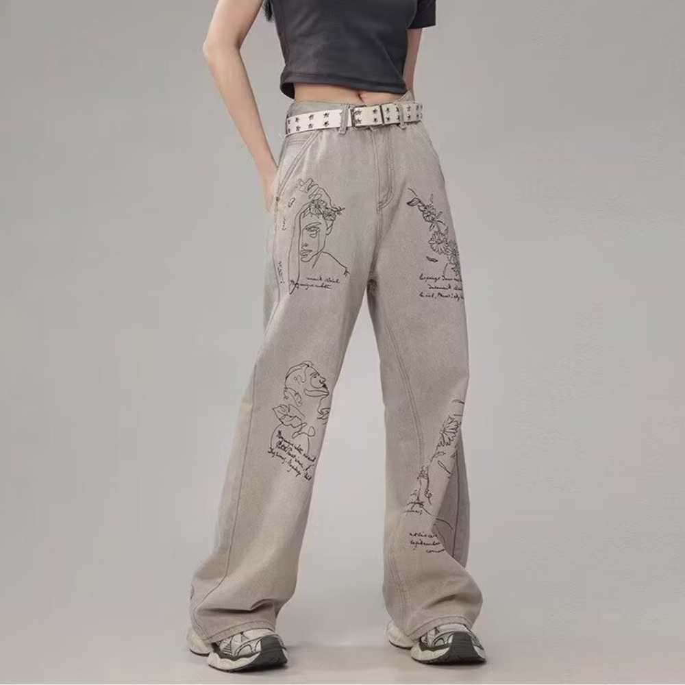 Women's Hand Painted Graffiti Jeans