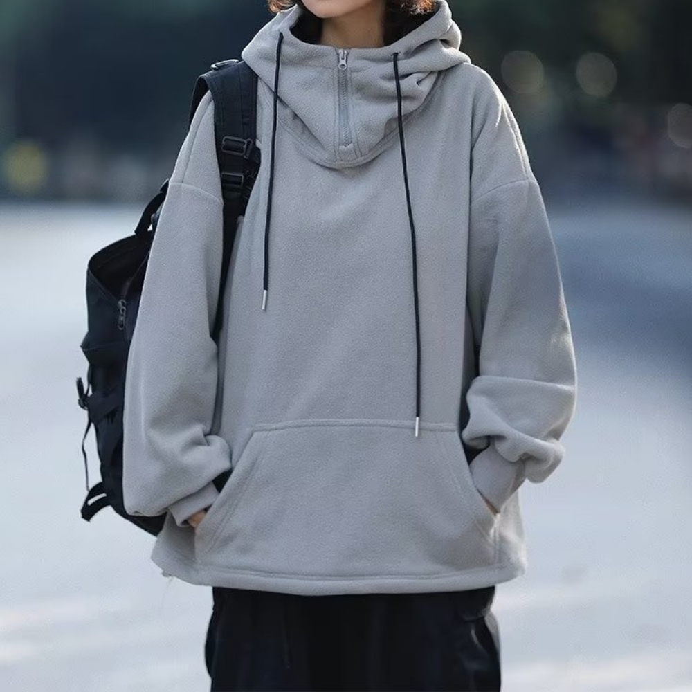 Japanese Solid Color Warm Hoodie