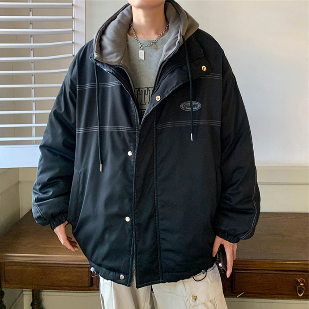 retro Contrast Color Fake Two Pieces Coat