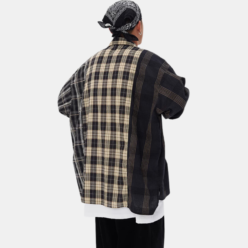 Vintage Patchwork Plaid Shirt