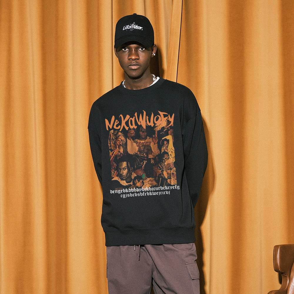 Street Hip Hop Print Regular Sweatshirt
