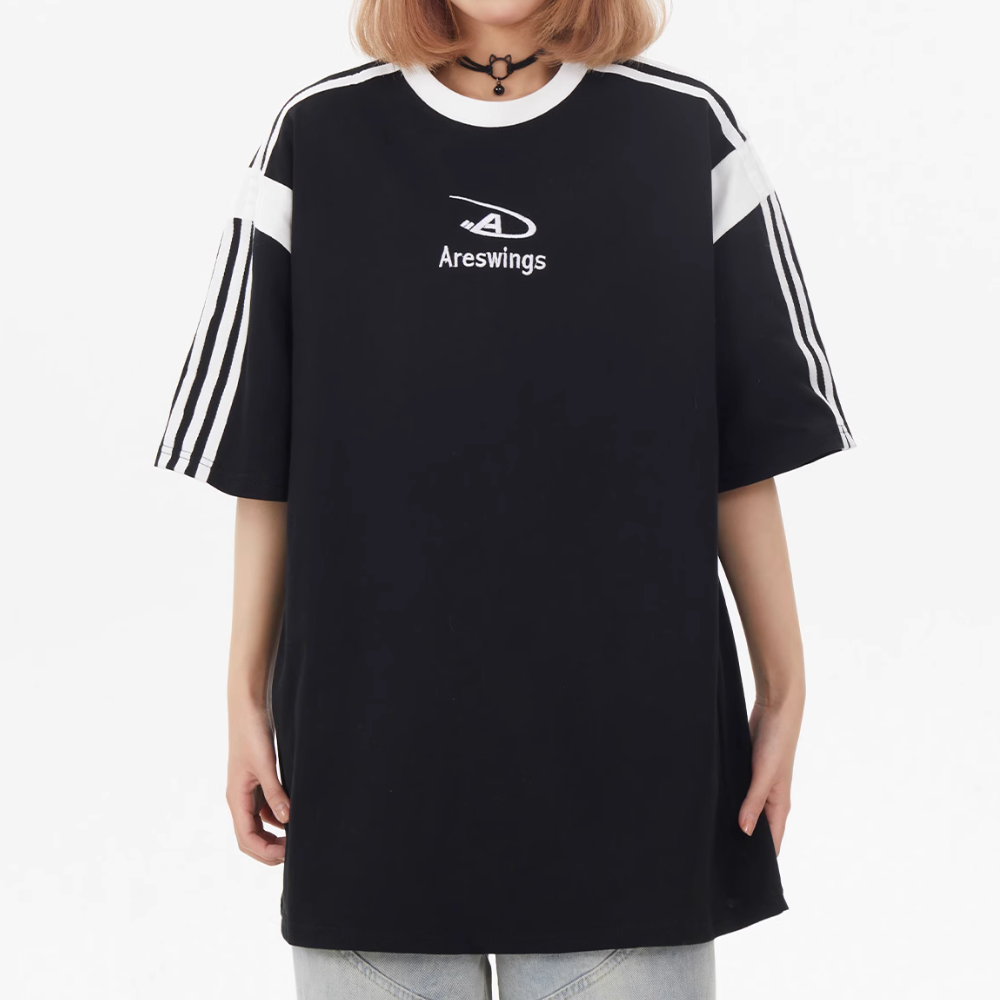 American Heavy Letter Embroidery Raglan T-shirt