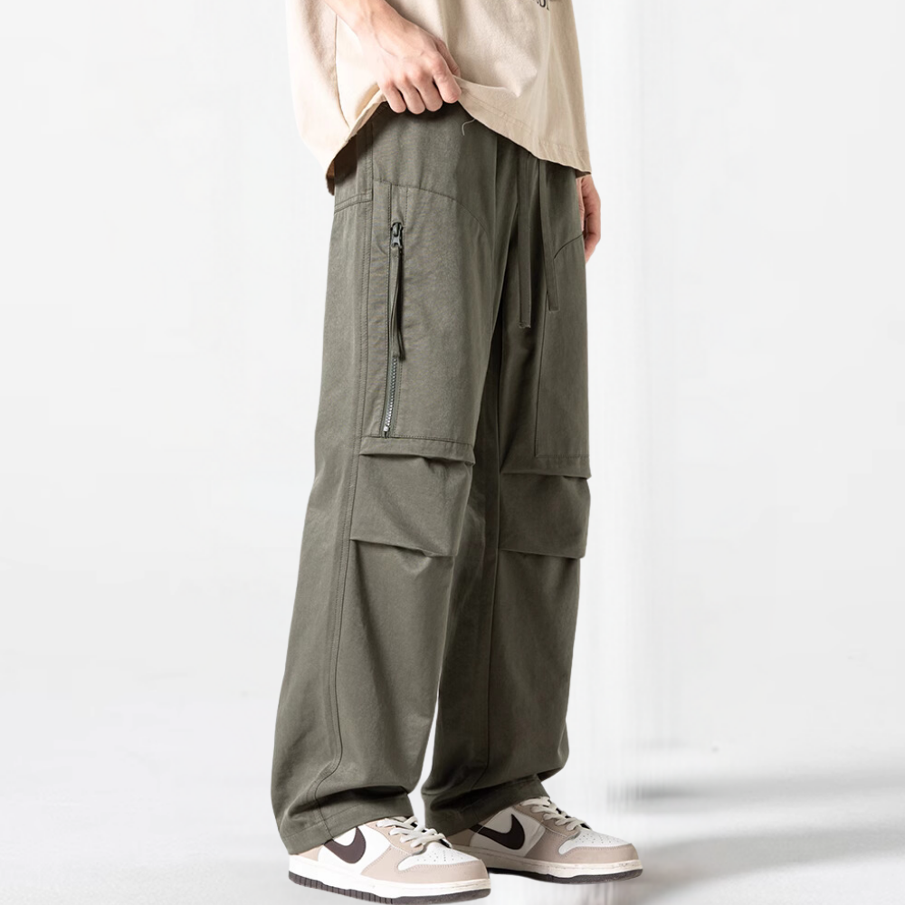 Japanese Zipper Pleated Pocket Cargo Pants