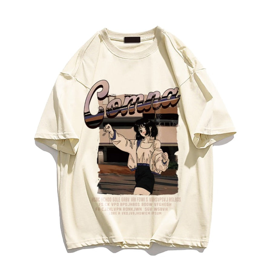 Gentle Japanese Girl Print T-shirt