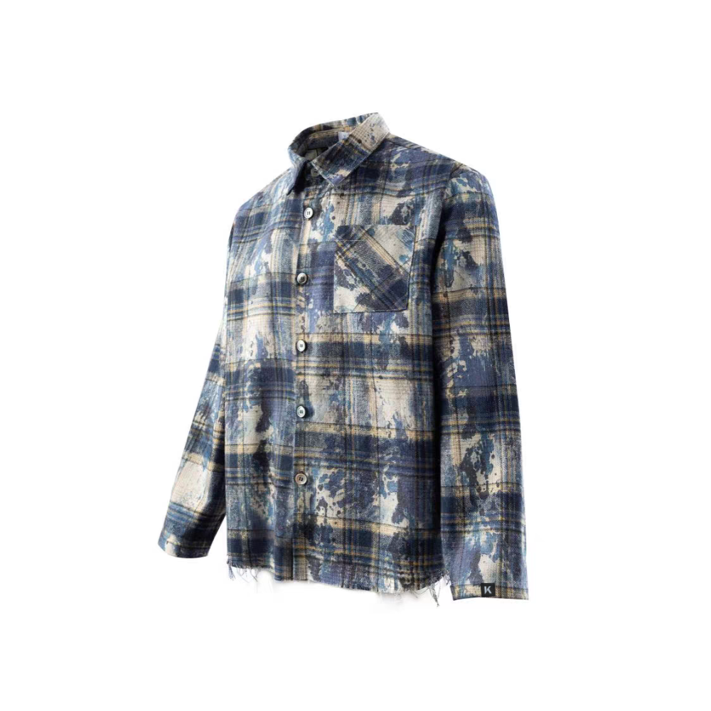 BAGGOUT Distressed Plaid Look shirt