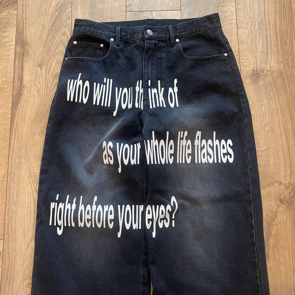 Unseen Echoes Flash Before Your Eyes Denim jeans