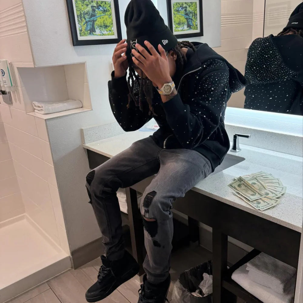 LoopStone Rhinestone All Over Zip Up