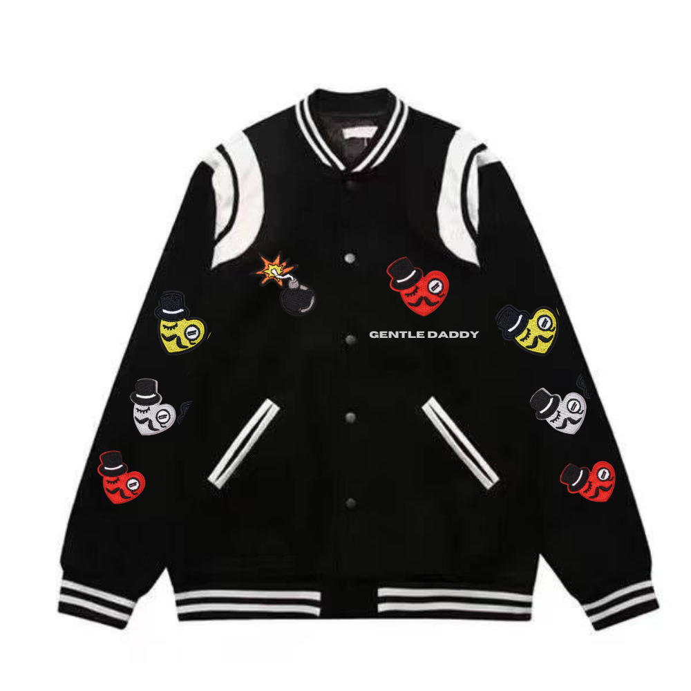 Gentle Daddy |Embroidery School Baseball Jacket