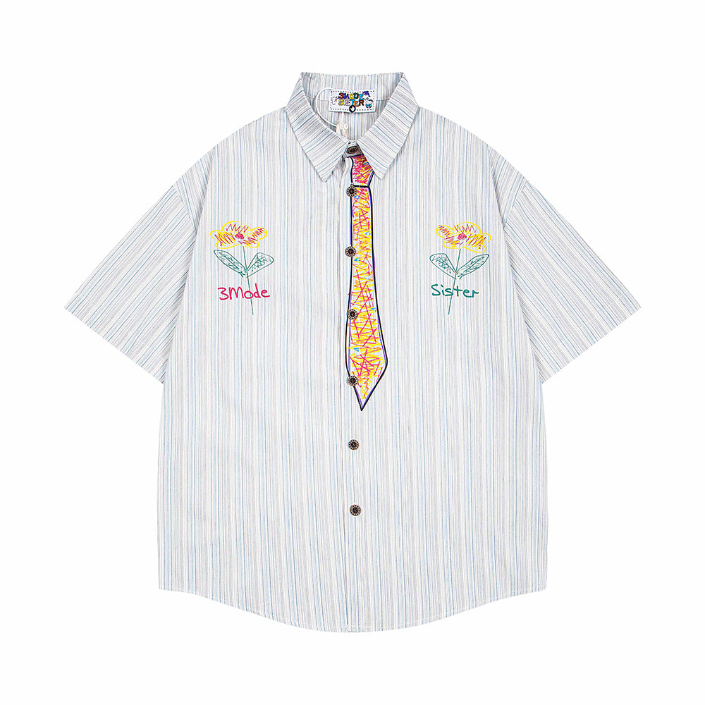 American Style Fun Design Tie Graffiti Shirt