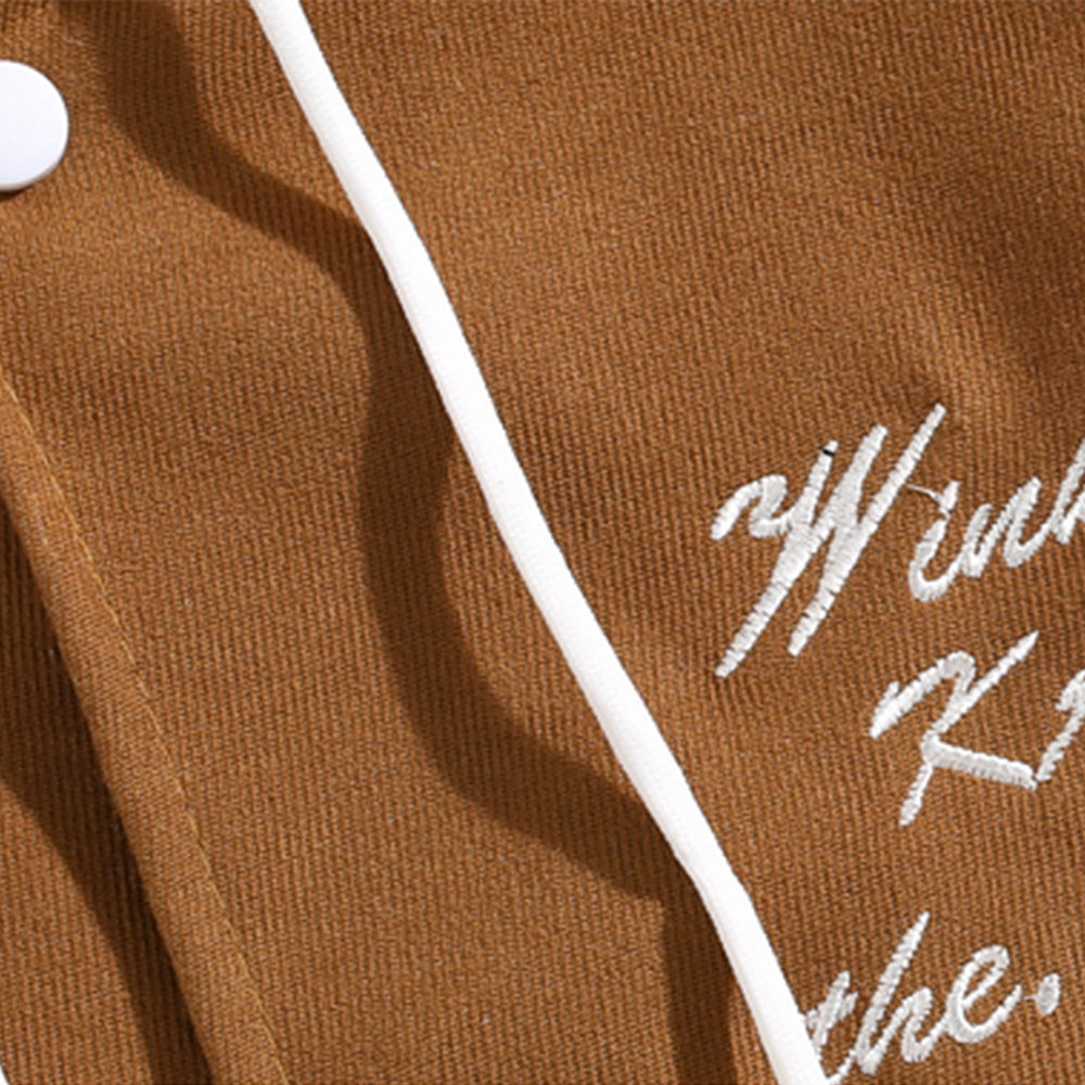 Japanese Casual Mosaic Letter Hooded Jacket