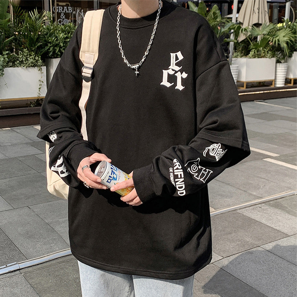 Japanese Retro Letter Print Sweatshirt