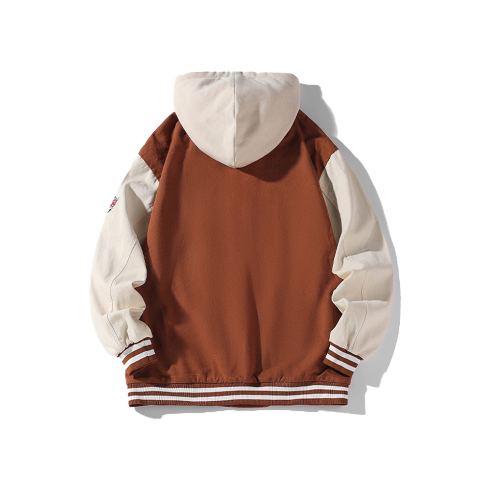 Japanese Casual Mosaic Letter Hooded Jacket
