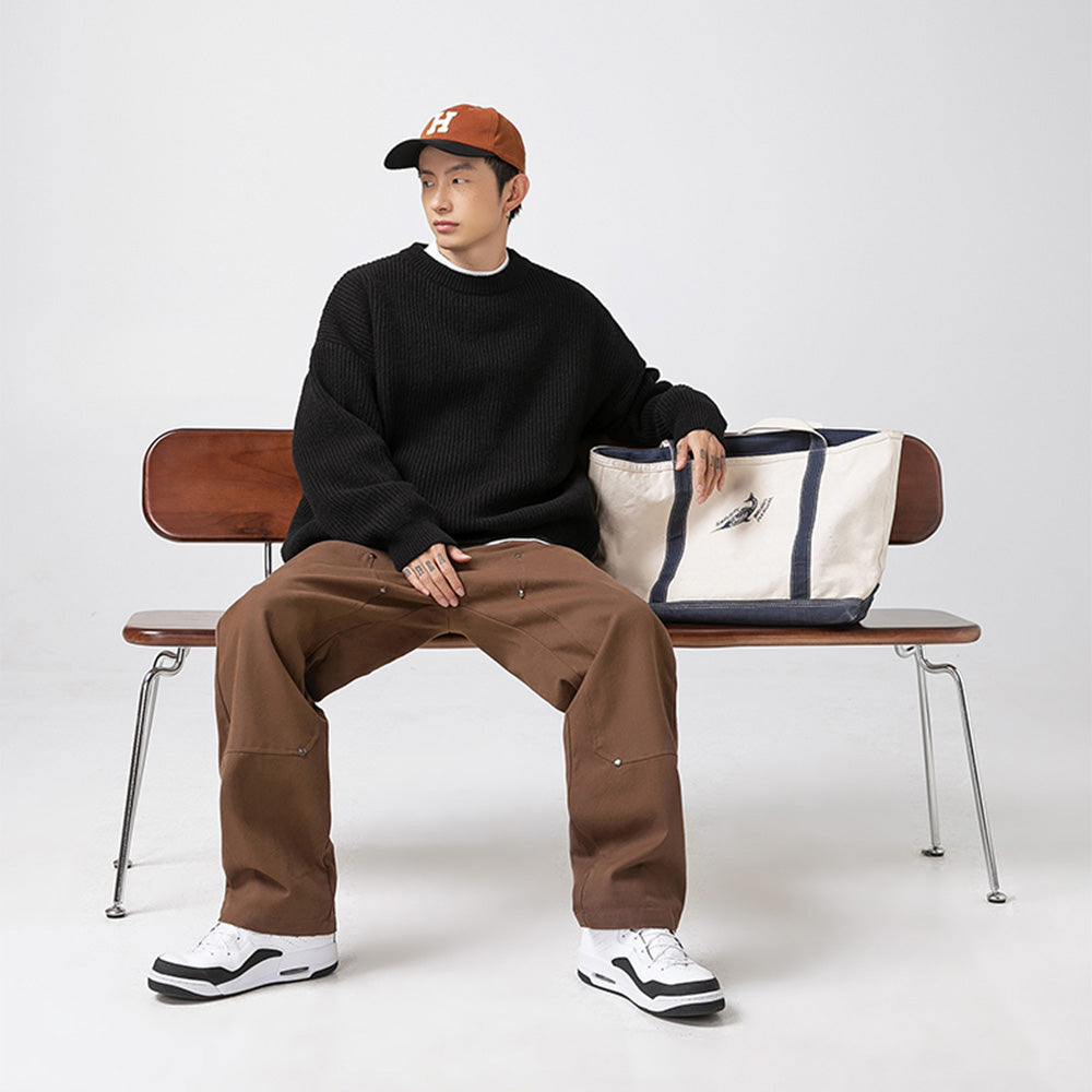 Japanese Thick Needle Pit Texture Solid Color Sweater