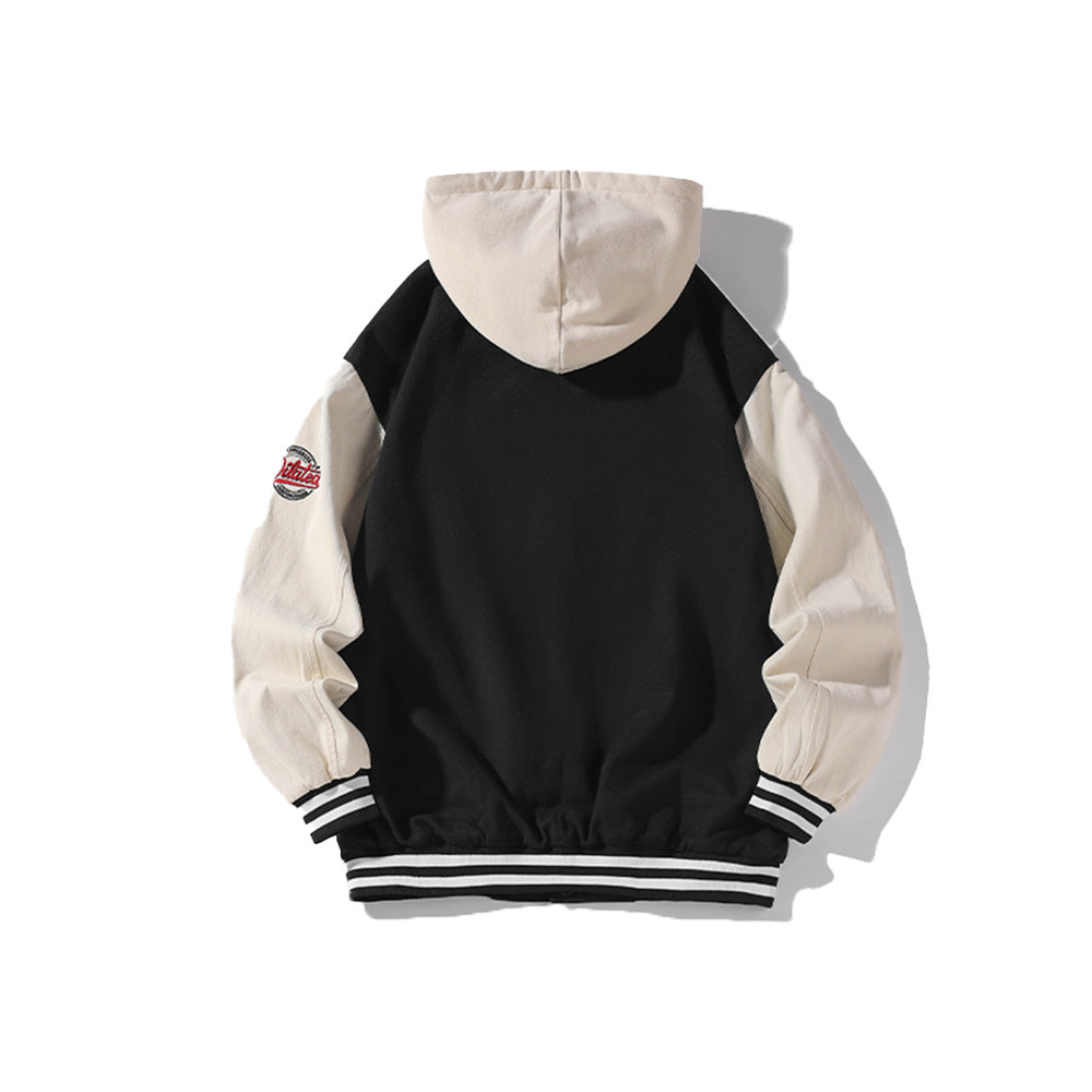 Japanese Casual Mosaic Letter Hooded Jacket