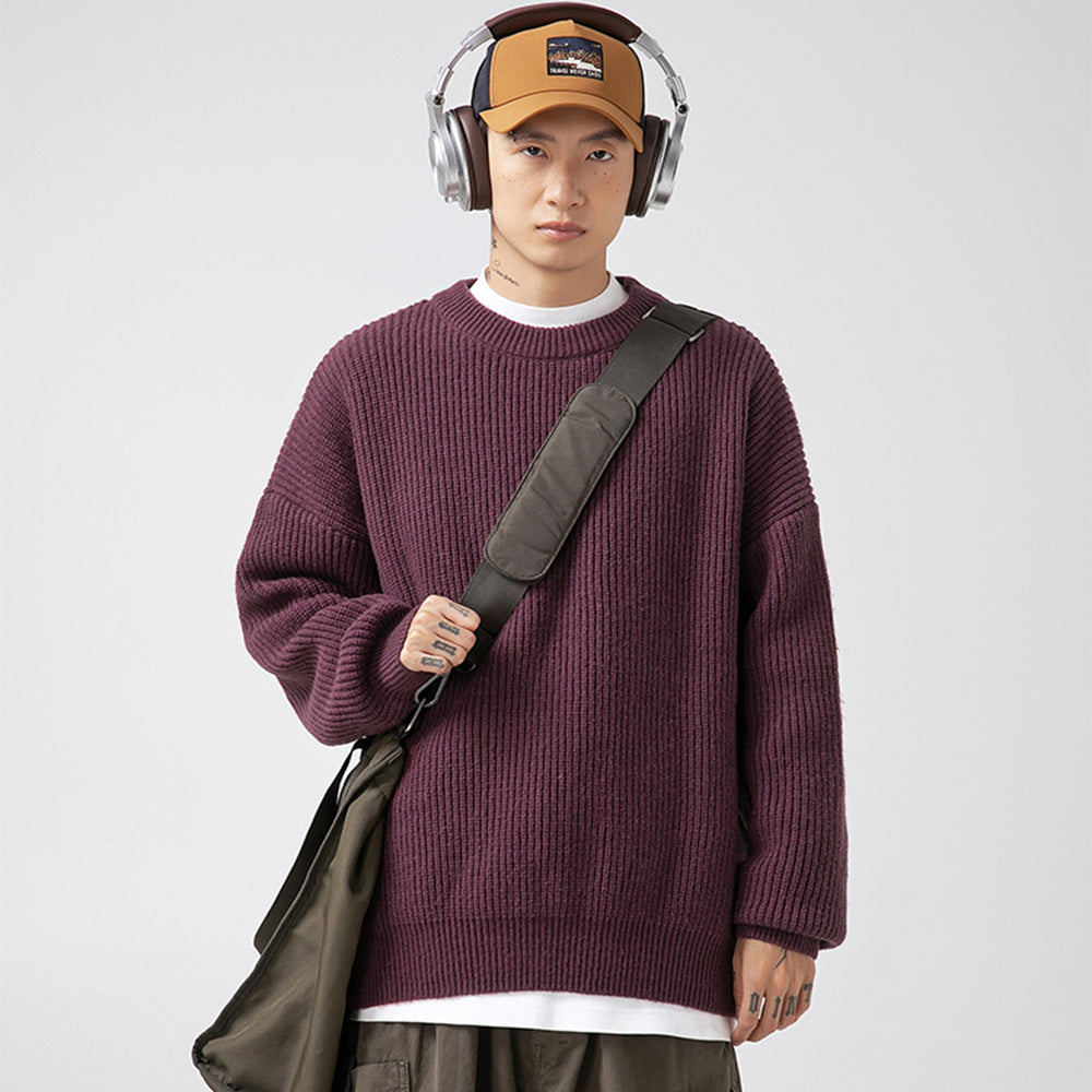 Japanese Thick Needle Pit Texture Solid Color Sweater
