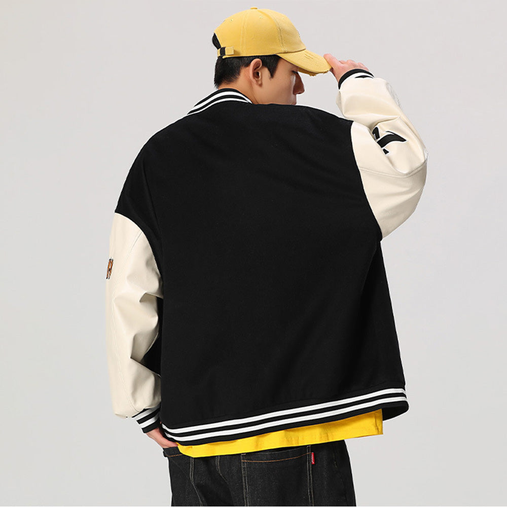 Vintage Letter Star Embroidery Varsity Jacket