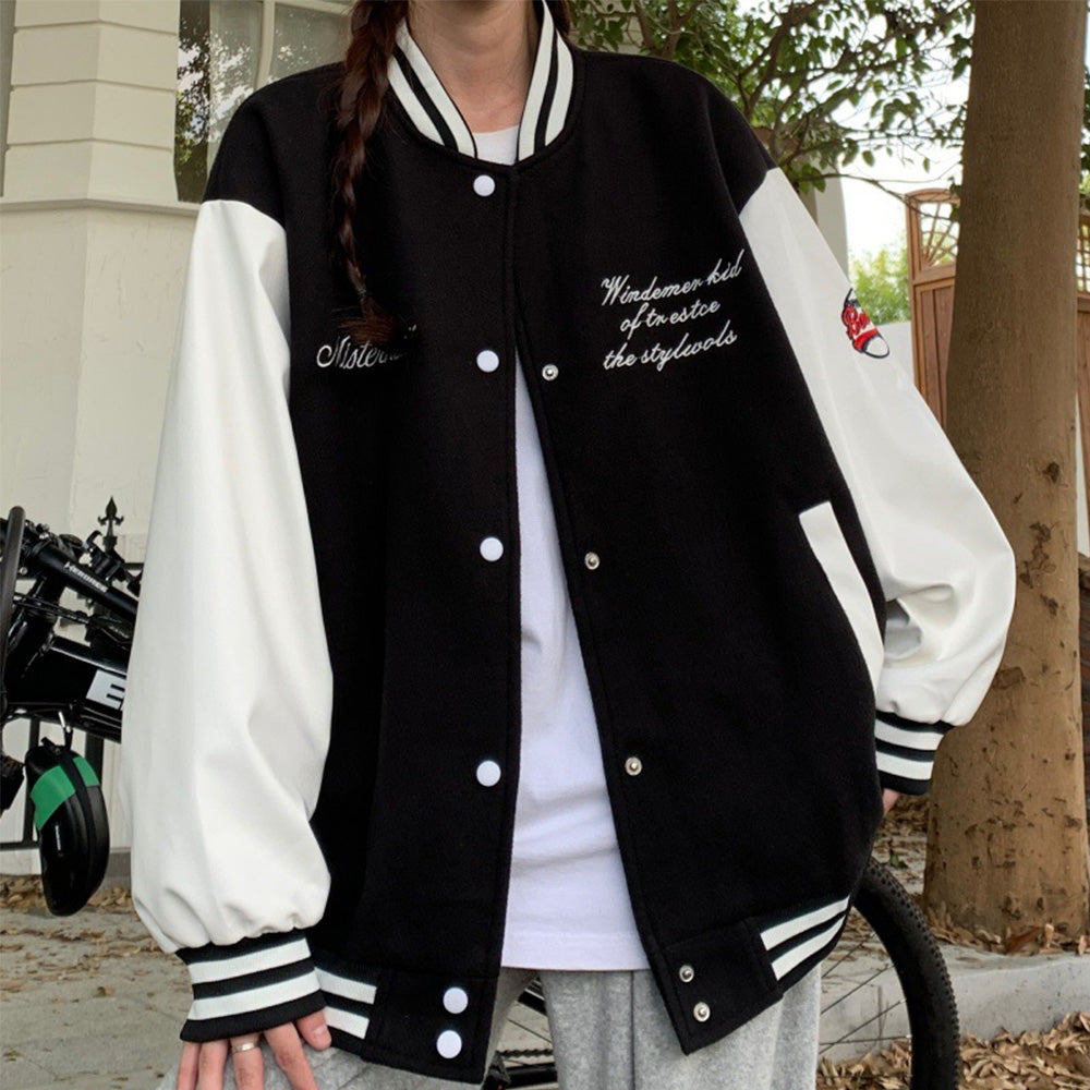 Japanese Casual Mosaic Letter Hooded Jacket