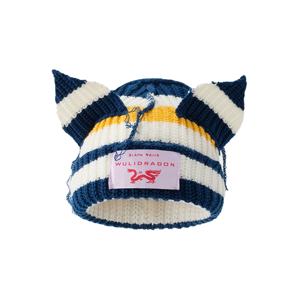High Street Contrast Color Cat Knitted Beanie