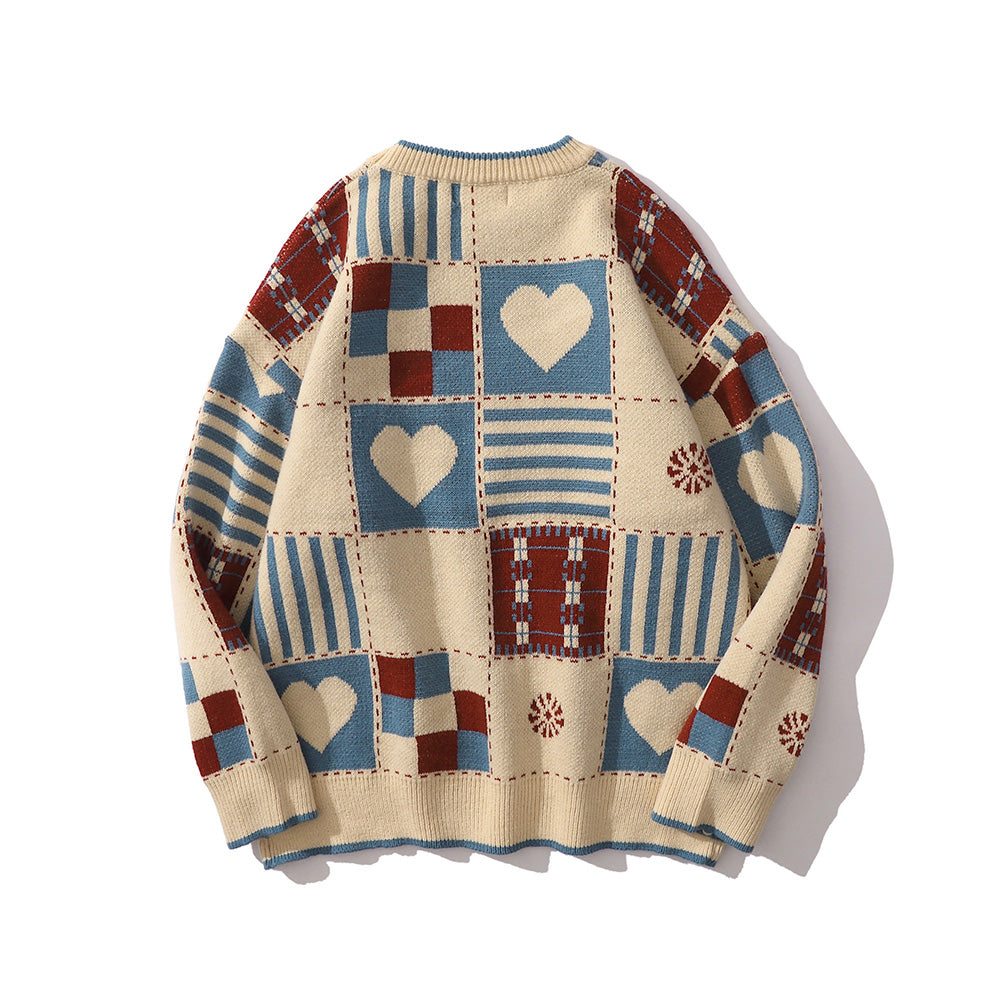 Vintage Graphic Patchwork Loose Sweater