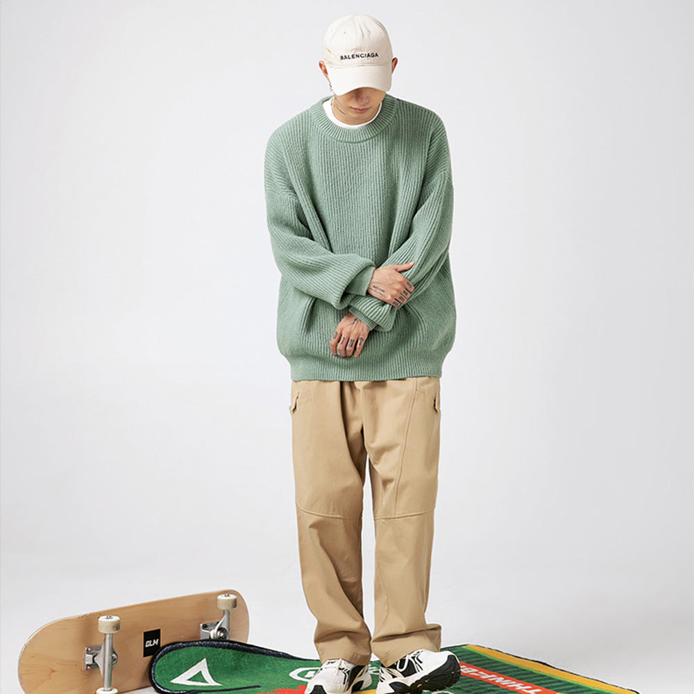 Japanese Thick Needle Pit Texture Solid Color Sweater