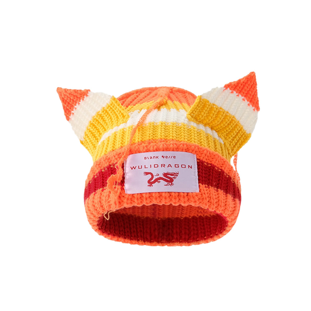 High Street Contrast Color Cat Knitted Beanie