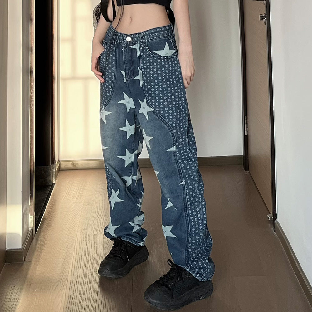 Hip Hop Stars Woven Panel Jeans