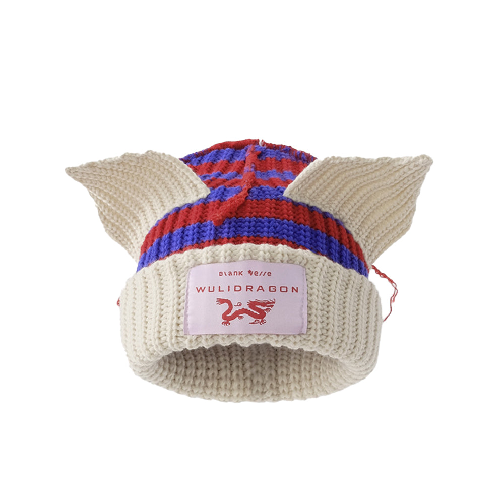 High Street Contrast Color Cat Knitted Beanie