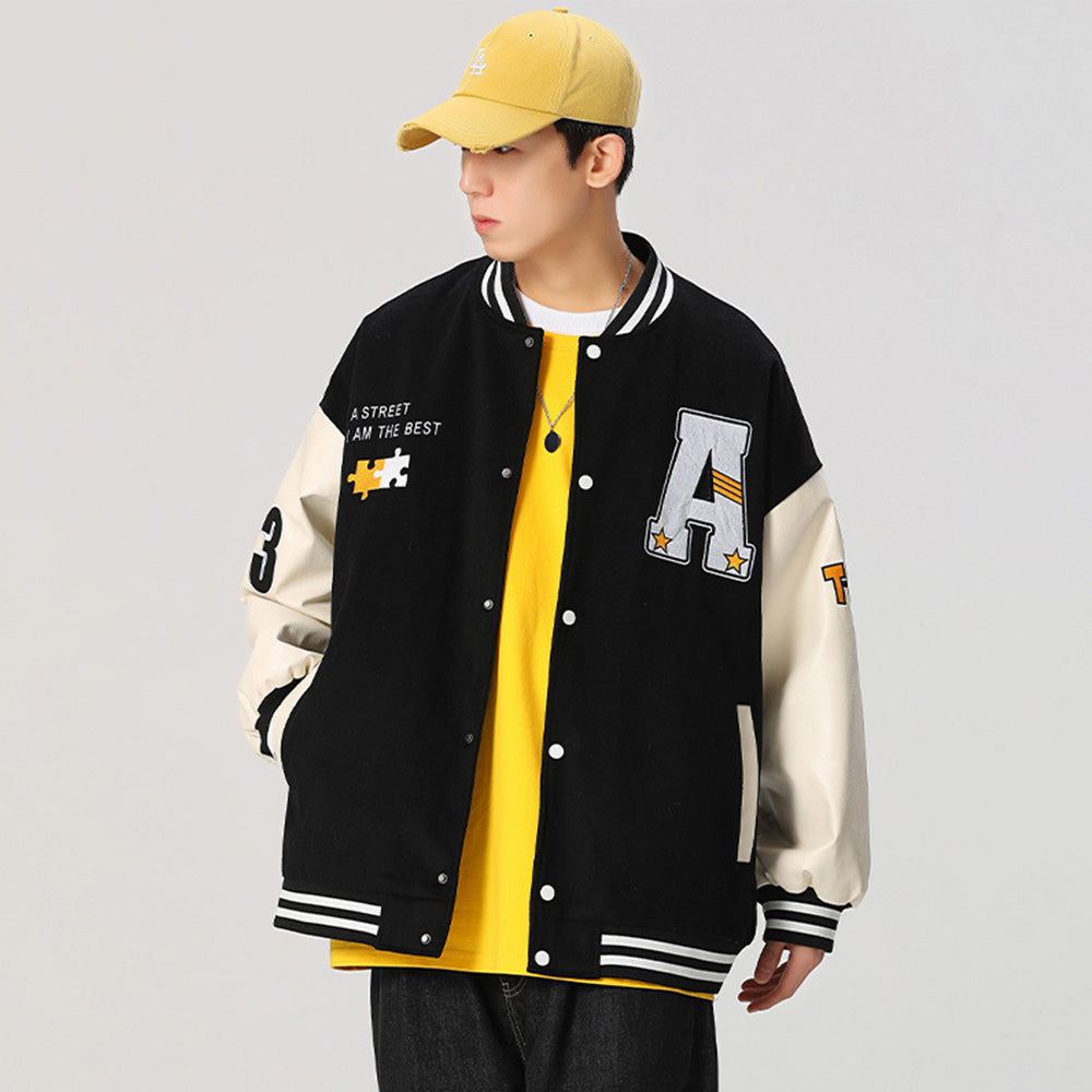 Vintage Letter Star Embroidery Varsity Jacket