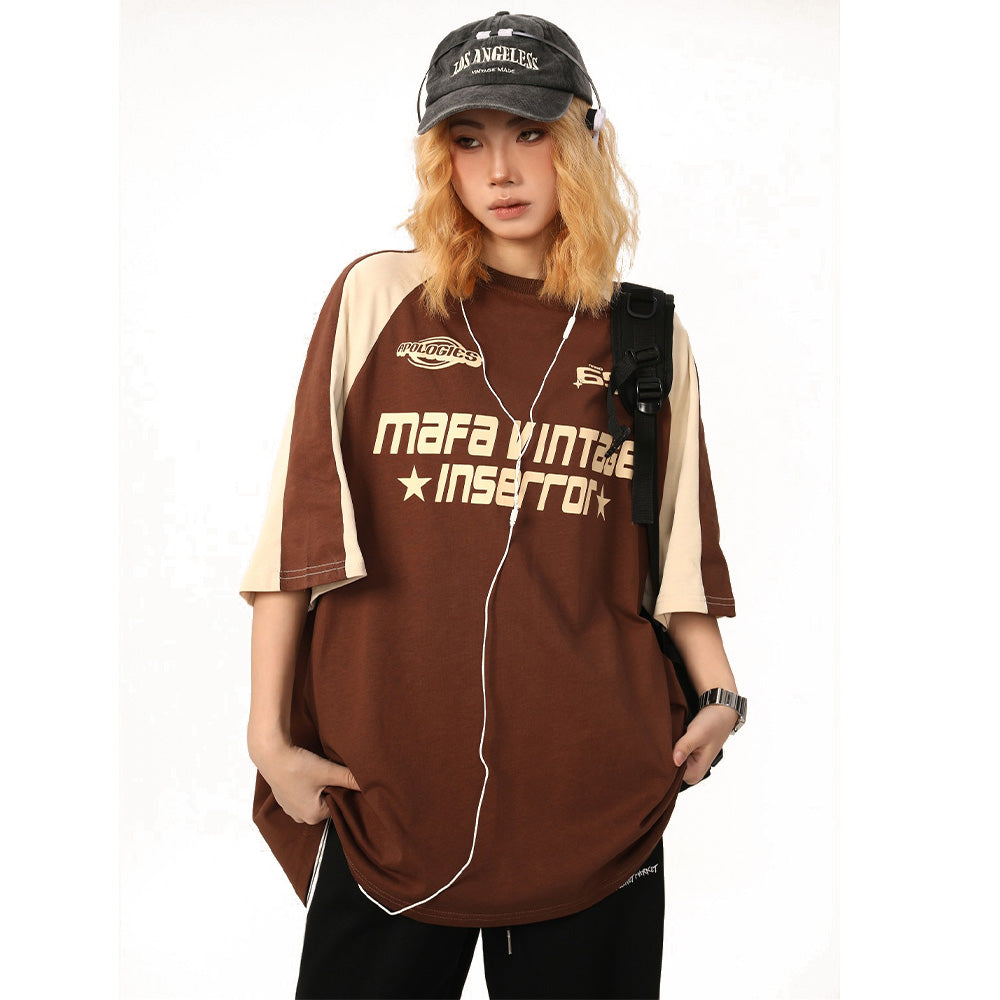 Retro All-match Color Contrast T-shirt