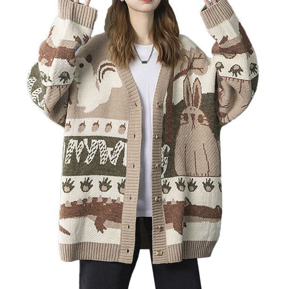 Cute Animal Knitted Casual Cardigan